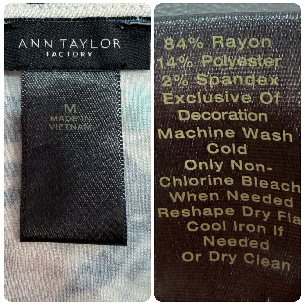 Ann Taylor Tank Top Womens M Tropical Print Coastal Pom Pom Hem Keywhole Back - Picture 3 of 9